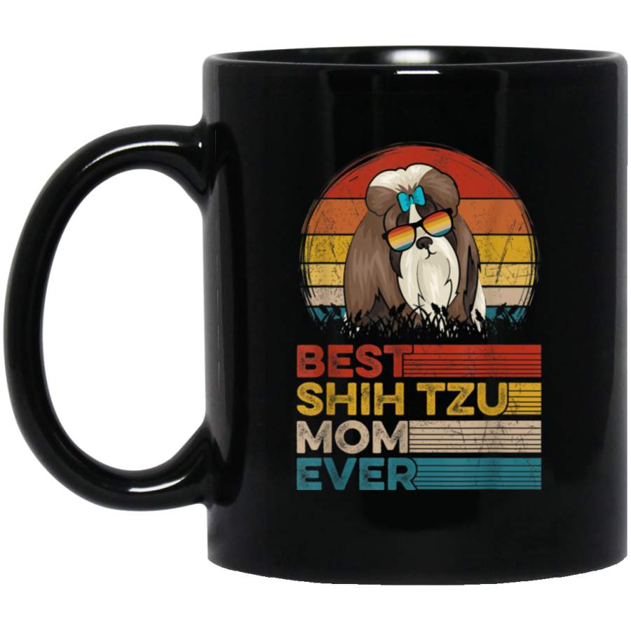 Dog Vintage Best Shih Tzu Mom Ever Gifts Lover 11 oz 15 oz Mug Black