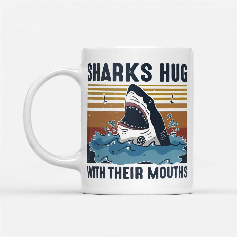 Sharks Hug With Their Mouths Vintage – White Mug