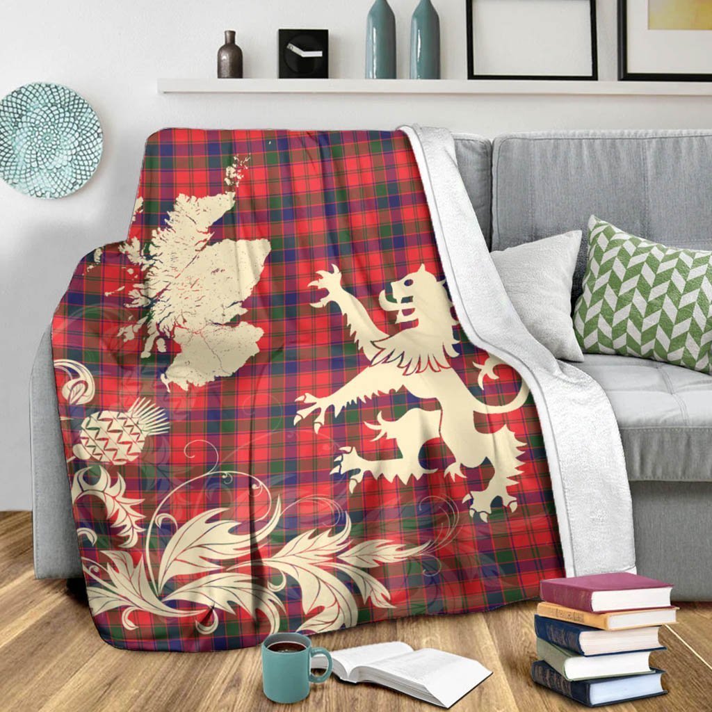 Tartan Blanket Robertson Hunting Ancient Tartan Scotland Lion Thistle Map Plaid Blanket