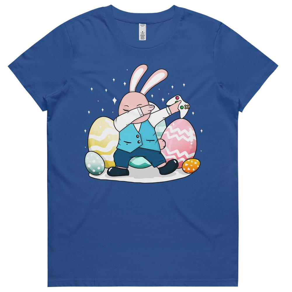 Dabbing Bunny Rabbit Video Gamer Happy Easter Day Womens Tshirts