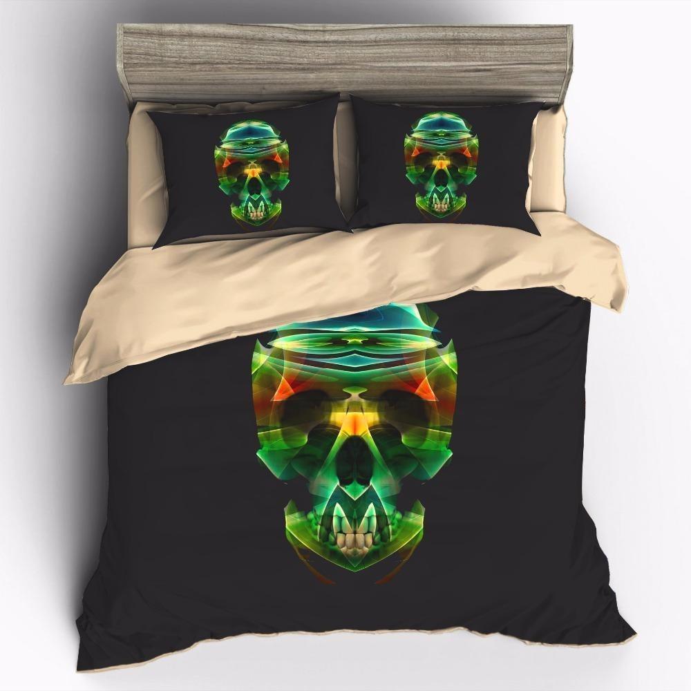 3D Colorful Abstract Skull Bedding Set