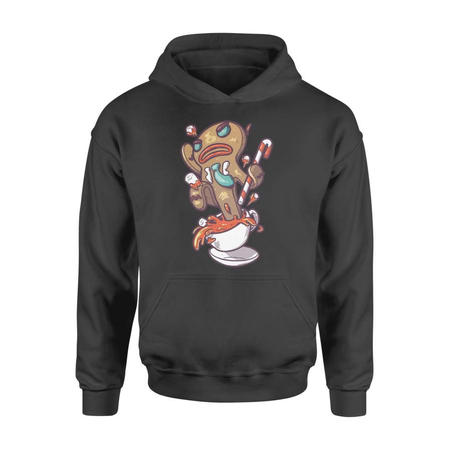 Christmas Gift Idea Biscuits And Candy Cane Angry In The Cup Of Coffee – Standard Hoodie