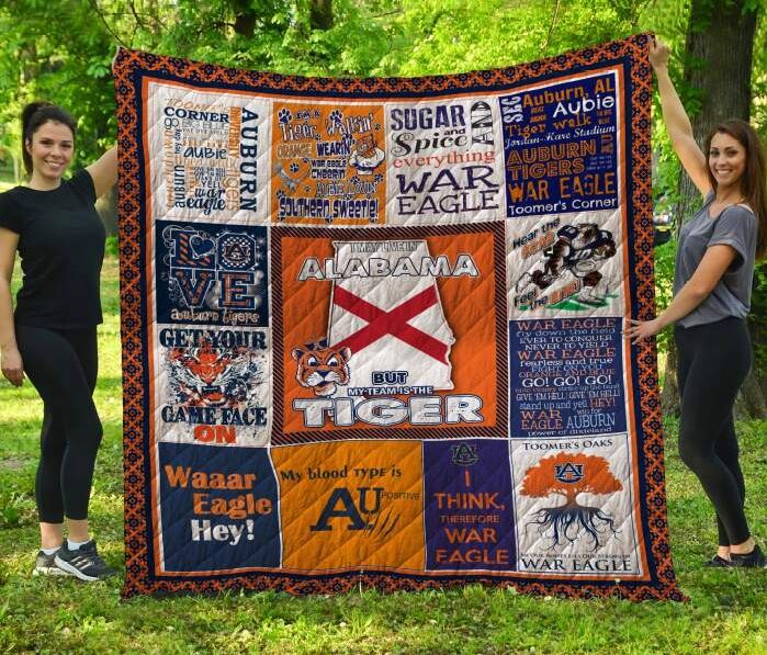 Alabama Tiger 3D Quilt Blanket, Fleece Blanket