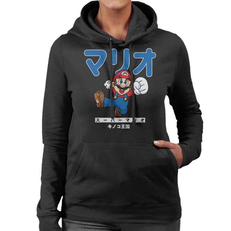 Super Mario Japanese Text Women’s Hooded Sweatshirt