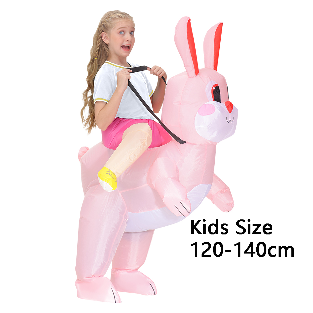 Adult Kids Rabbit Riding Inflatable Costume Animal Cosplay Clothes Funny Party Costumes Easter Rabit Mount Mascot Costume alx