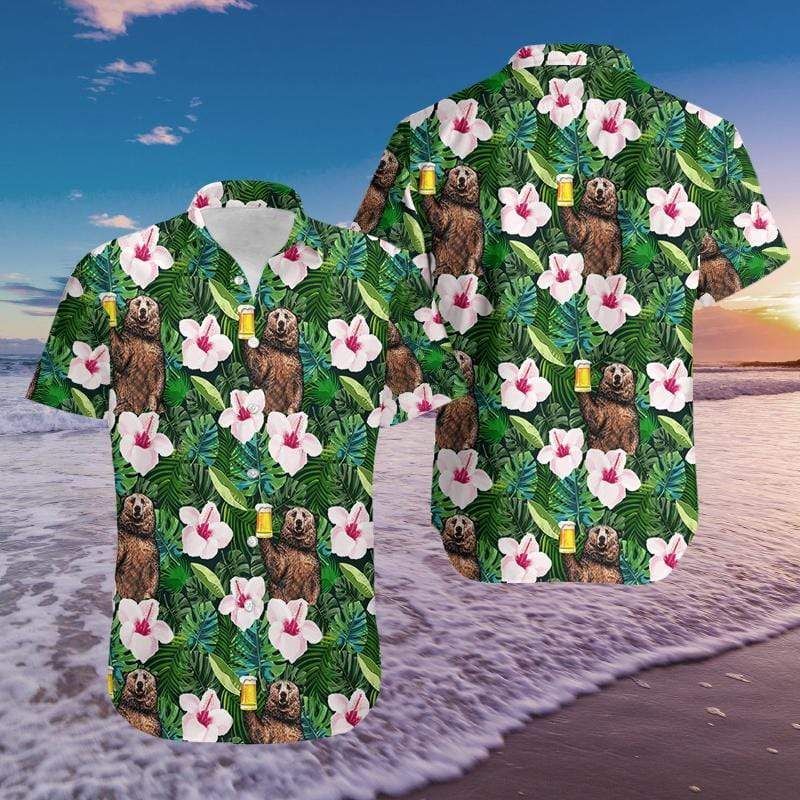 Shop Camping Bear Drink Beer Simple Hawaii Aloha Shirts Fantastic Ha61091