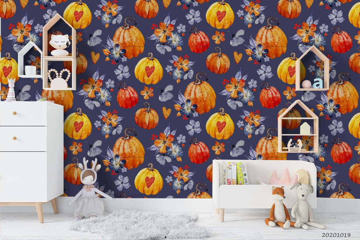 3D Lovely Watercolor Halloween Pattern Wall Mural Wallpaper Wj 9440