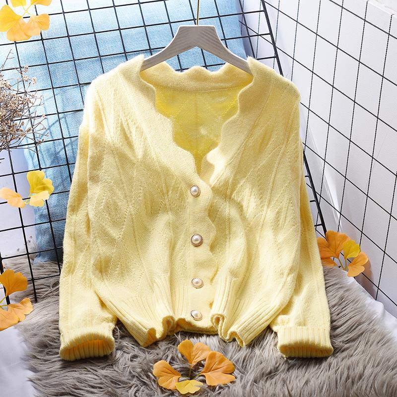 2021 Women Autumn Winter Sweet knitted Sweater Pullovers Female Knitted Solid Cardigan Shirts Lady knitting Jumper Tops Jacket alx