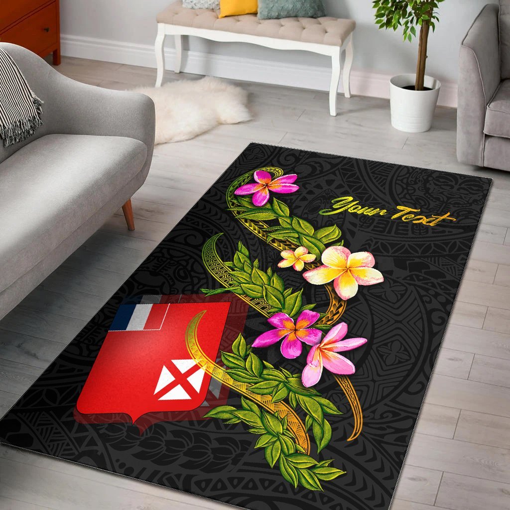 Wallis and Futuna Polynesian Custom Personalised Area Rug – Plumeria Tribal – BN12