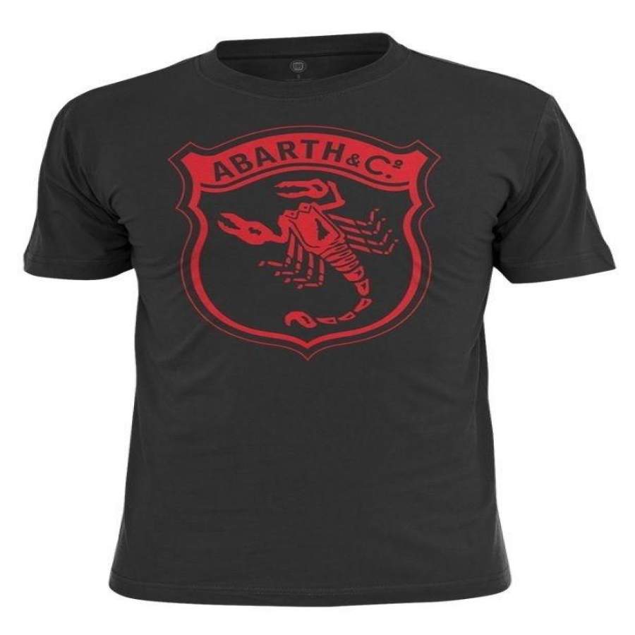 Classic Abarth Fiat Vintage Tee Shirt Men’S Round Neck Short Sleeves Cotton T-Shirt In Black