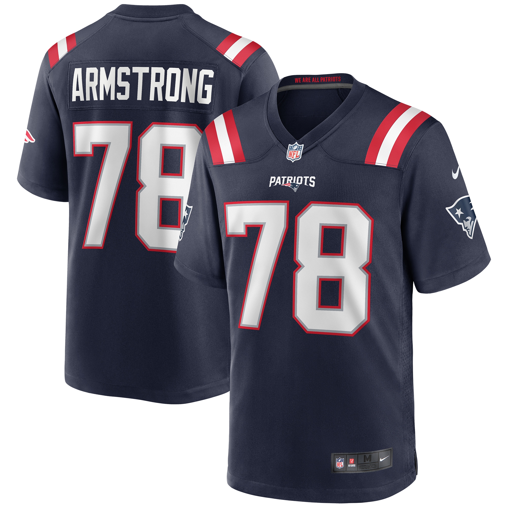 Bruce Armstrong New England Patriots Game Retired Player Jersey – Navy