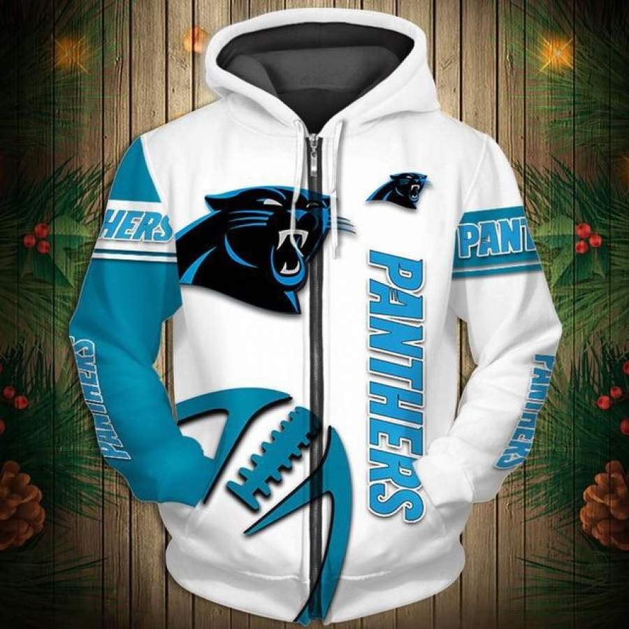 Carolina Panthers Zigzag Casual 3D Zipper Hoodie