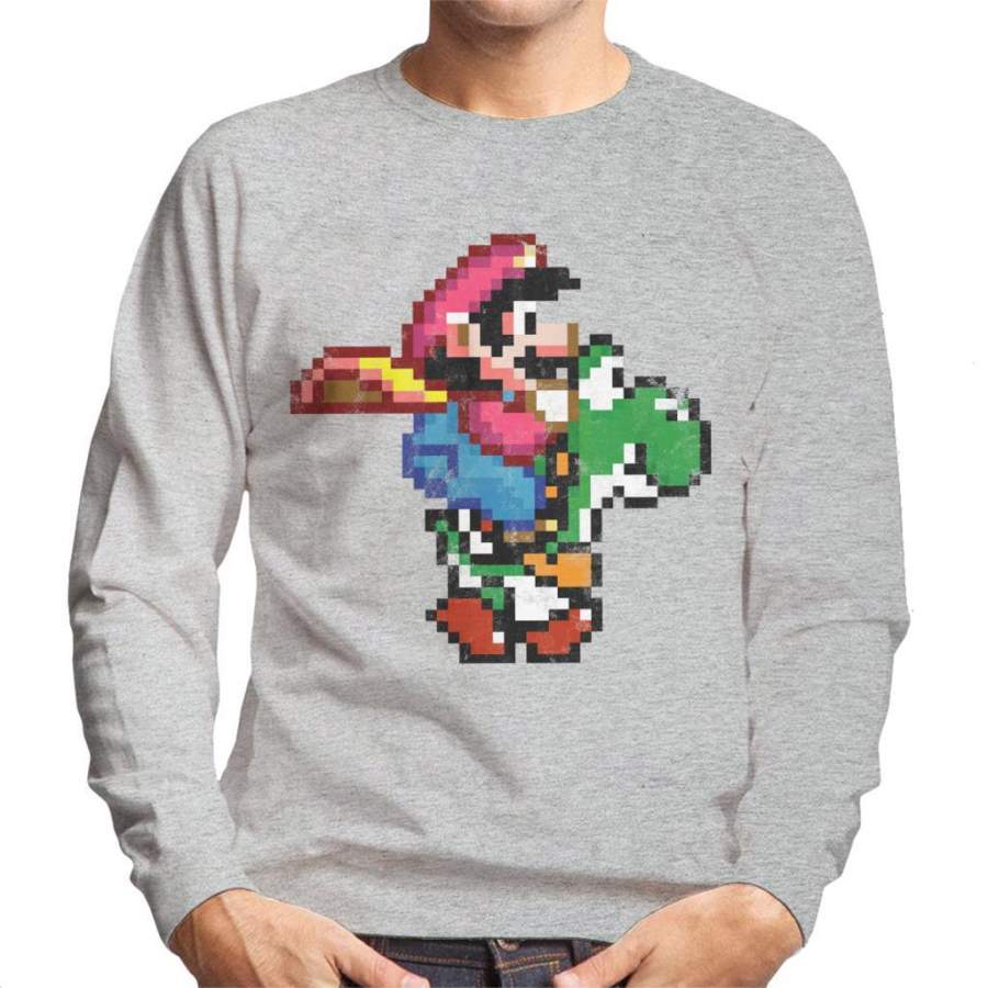 Pixel Mario And Yoshi Men’s Sweatshirt