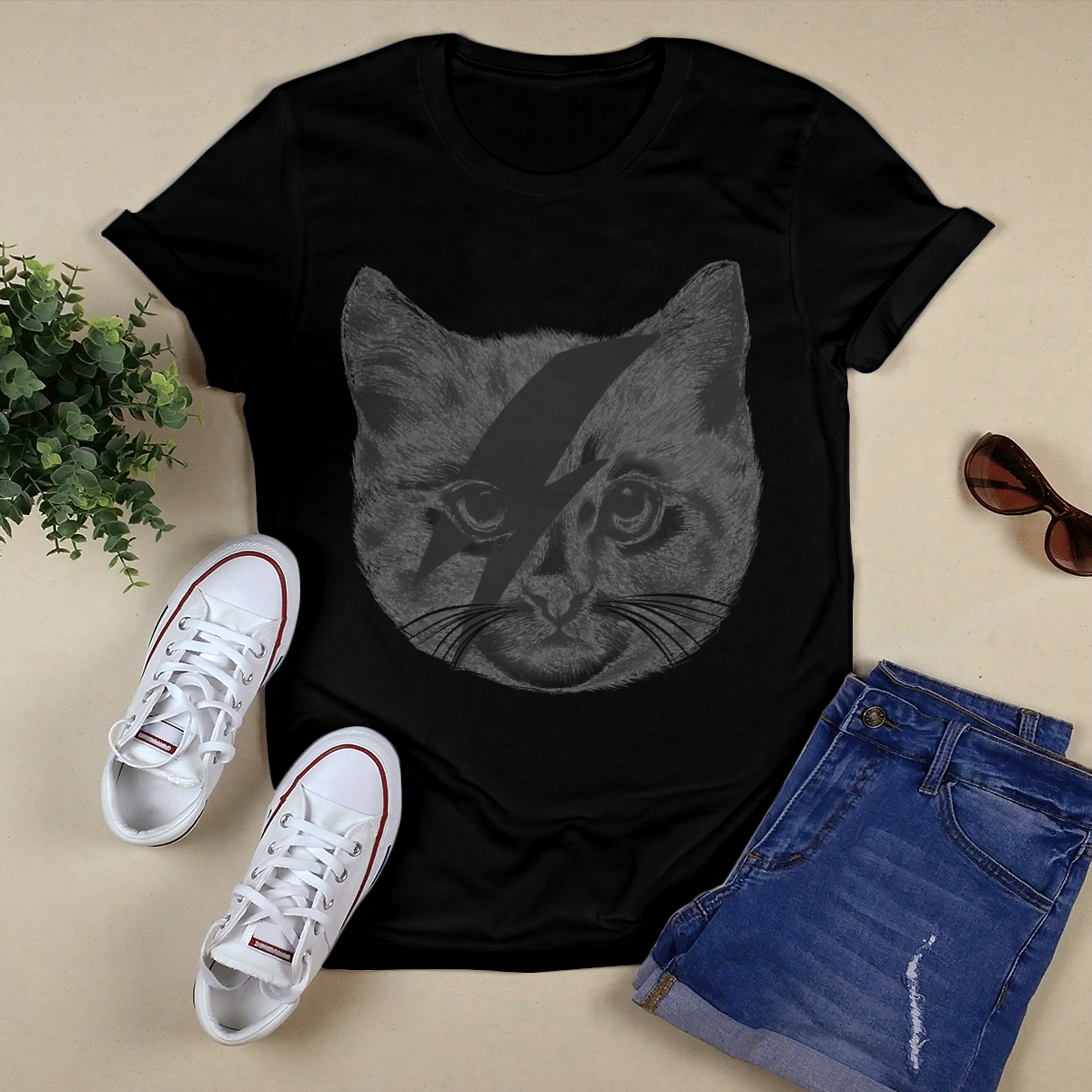 Ziggy Stardust Cat T Shirt, kitten, i love cats, kitty, meow, punk, 70s, classic rock