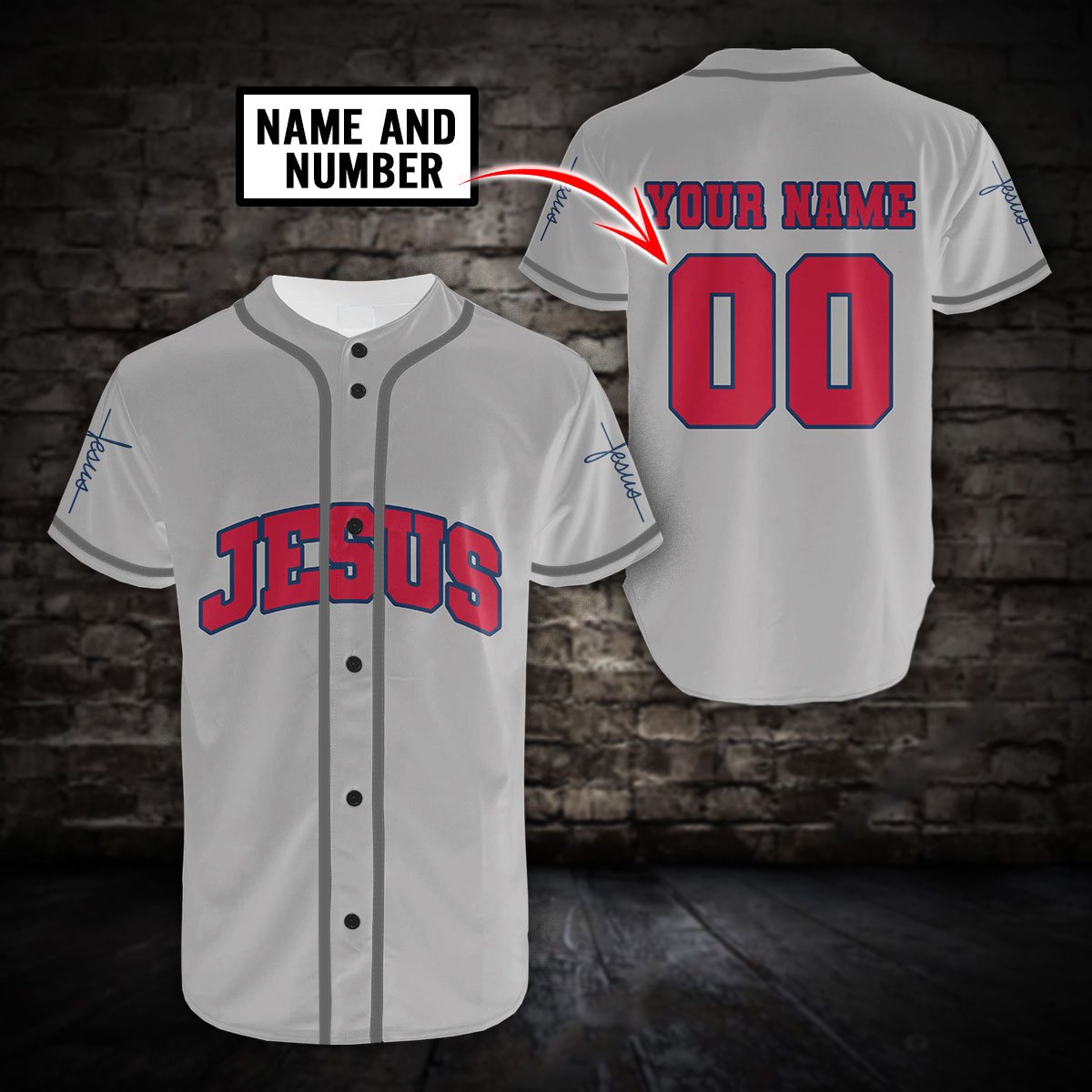 Jesus Christian Personalized Name and Number Athletic Style Baseball Shirt