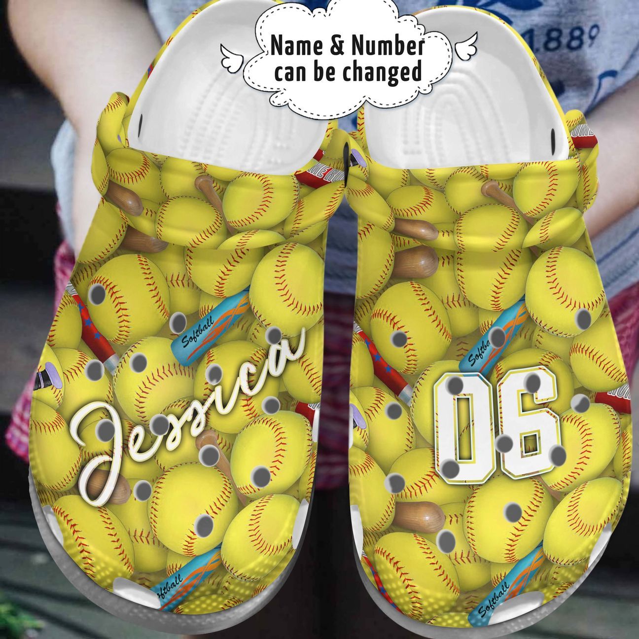 Softball Personalized Personalize Clog, Custom Name, Text, Fashion Style For Women, Men, Kid, Print 3D Whitesole Softball Is Life