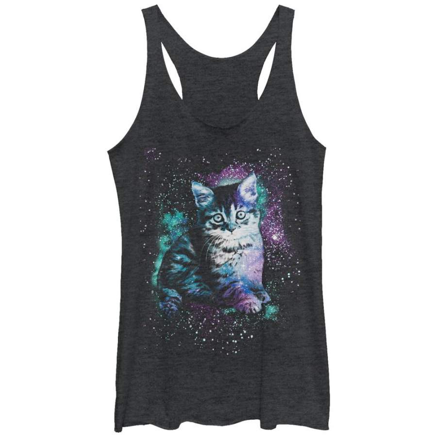 Lost Gods Women’s Star Kitten  Racerback Tank Black Heather