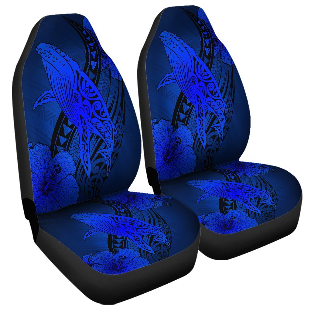 Hawaiian Map Whale Swim Hibiscus Polynesian Car Seat Covers – Blue – AH – J6R