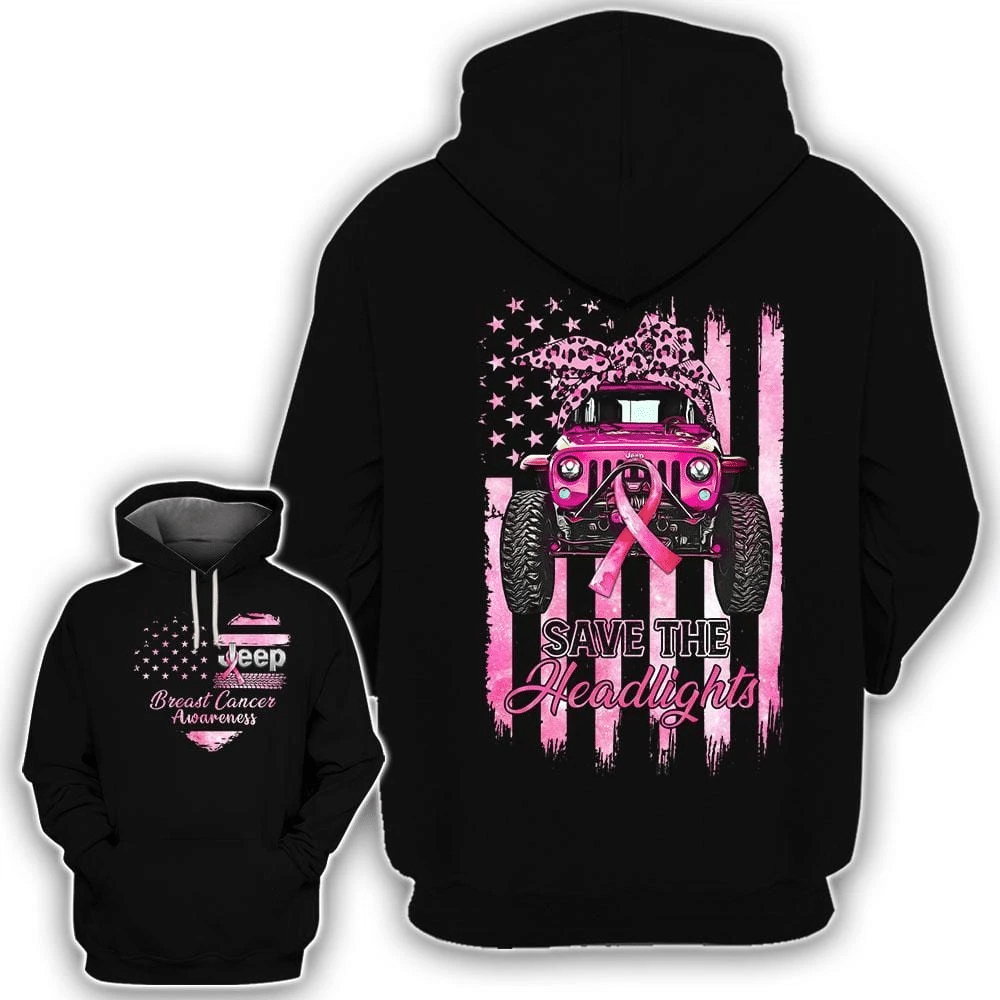 Jp Girl Save The Headlights Breast Cancer Pink Black Hoodie 3D