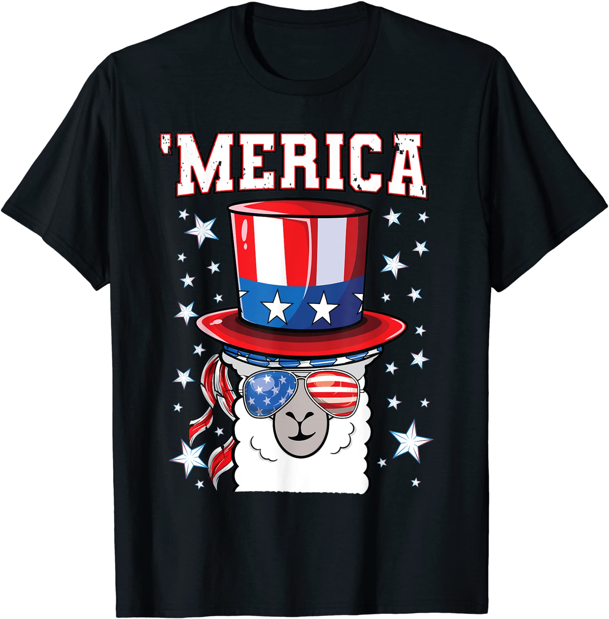 USA Patriotic American Llama July 4th Alpaca T-Shirt