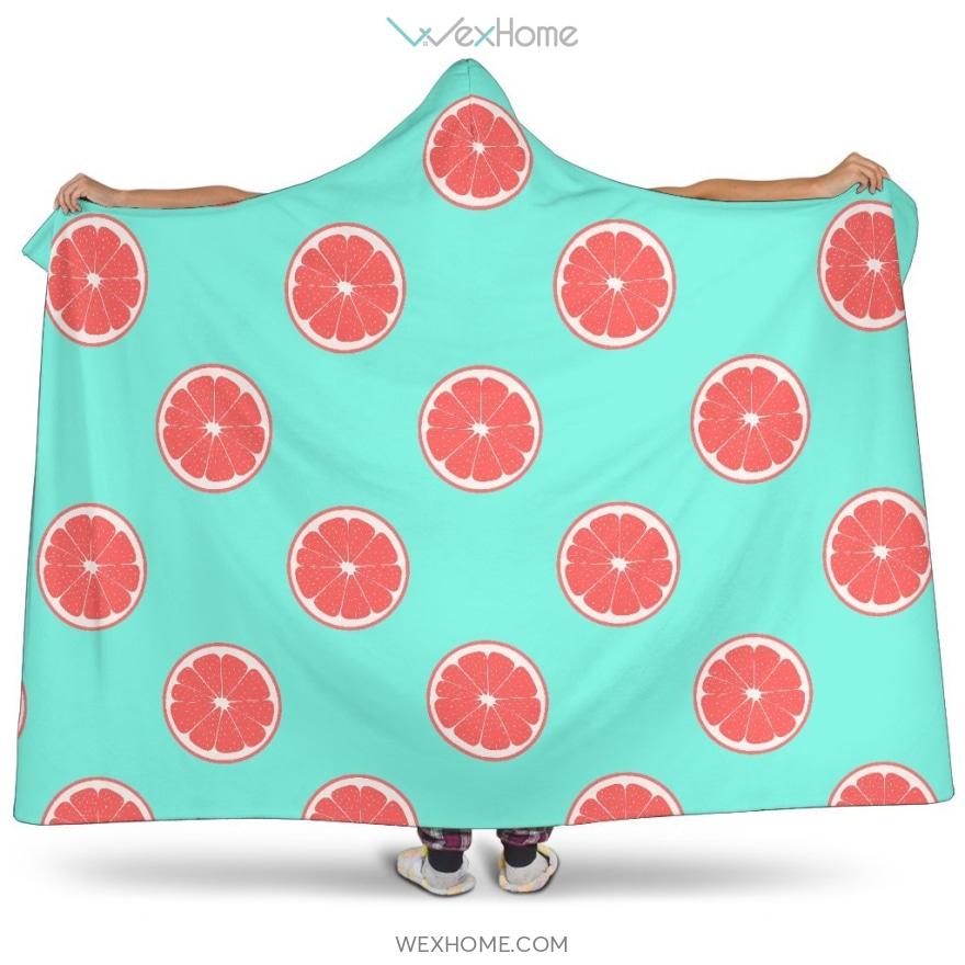 Grapefruit Green Background Hooded Blanket