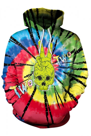 Womens Pocket Alien Skeleton Printed Halloween Hoodie Multicolour