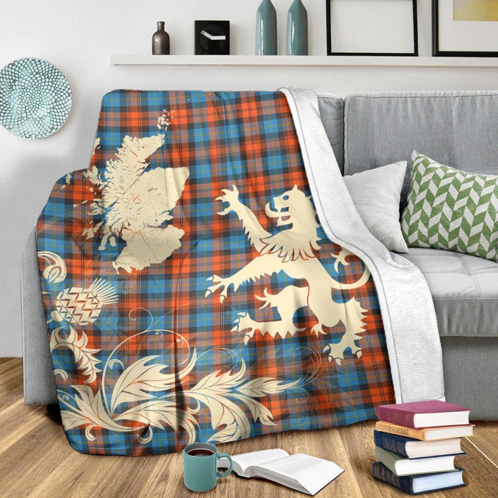 Tartan Blanket Maclachlan Ancient Tartan Scotland Lion Thistle Map Plaid Blanket