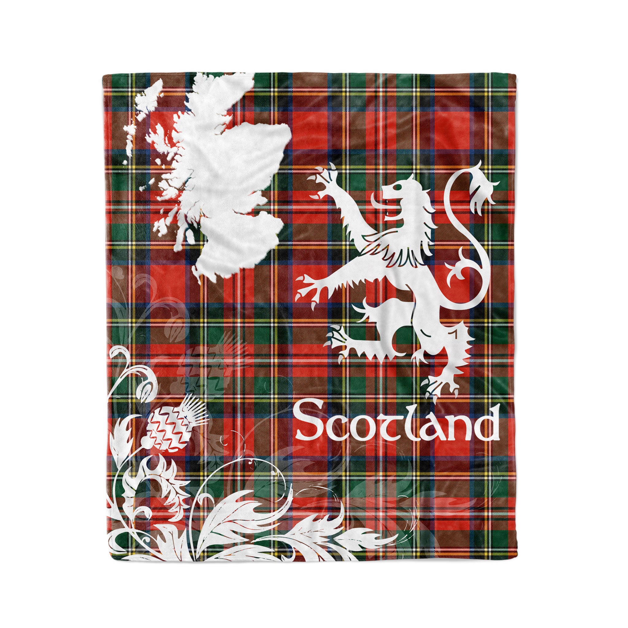 Tartan Plaid Fleece Blanket Tartan Blanket Thistle And Lion Scottish Clan Stewart Stuart Of Bute Plaid Blanket