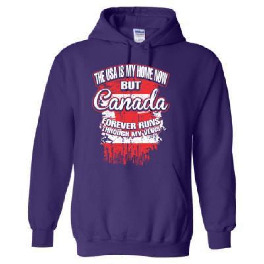 AGR The USA Is My Home Now But Canada Forever Runs Through My Veins – Heavy Blend™ Hooded Sweatshirt