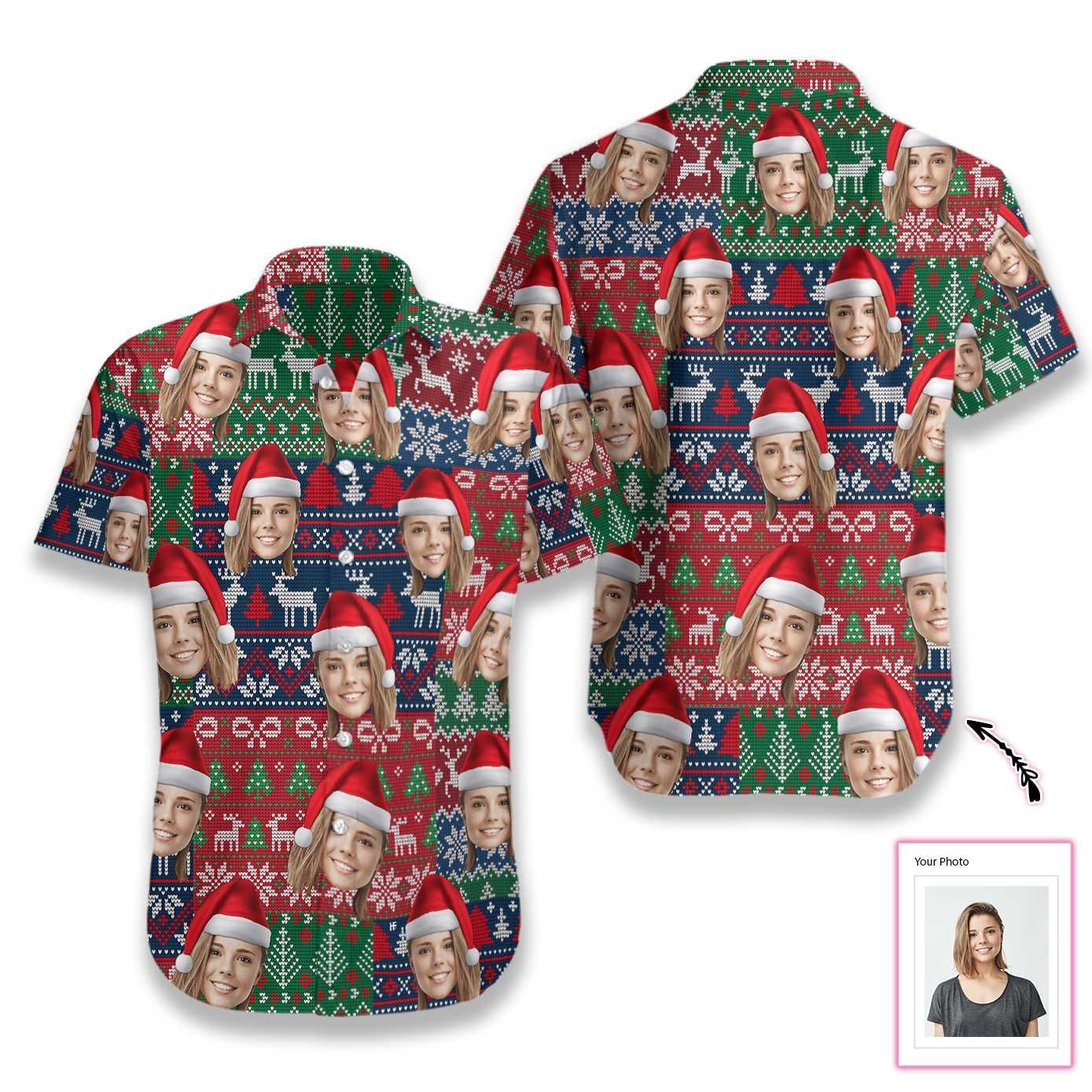 Beach Shirt Felacia [Hawaii Shirt] Funny Custom Face Christmas -Zx14467