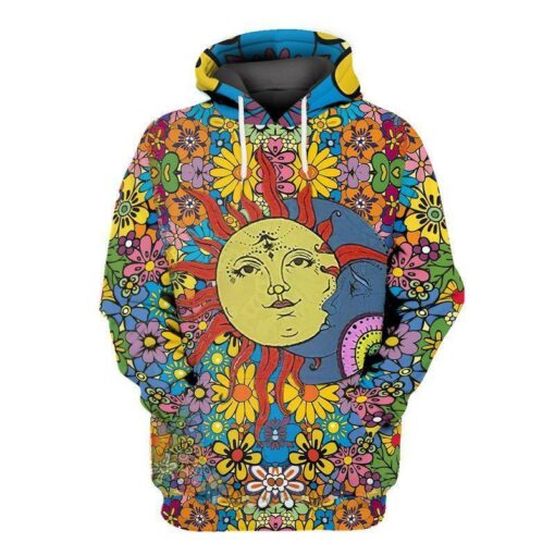 Floral Hippie Sun And Moon 3D All Over Print Shirts For Men & Women, Gift For Hippie Soul, Hippie Lover