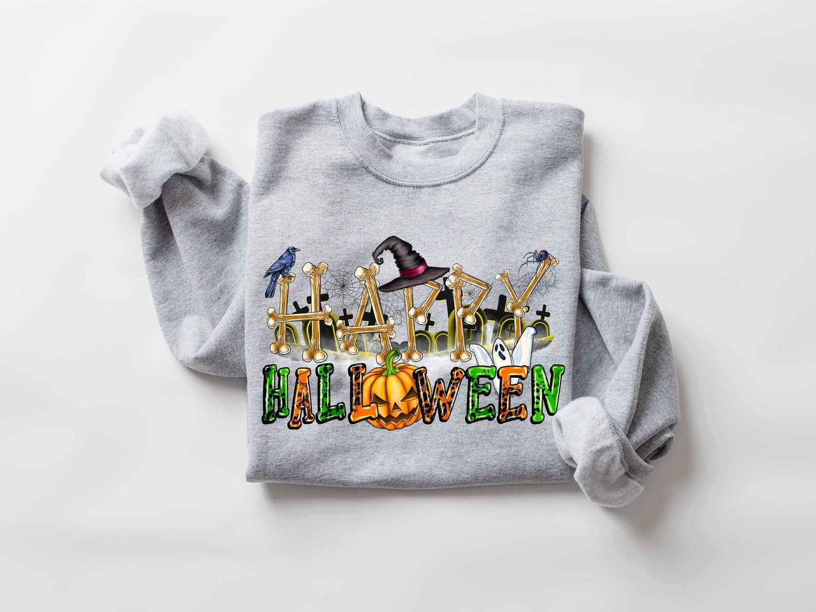 Happy Halloween Sweatshirt 2D Crewneck Sweatshirt All Over Print Sweatshirt For Women Men Sws3829