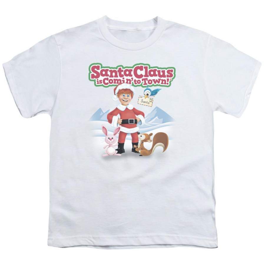 Santa Claus Is Comin to Town Animal Friends Youth T-Shirt (Ages 8-12)