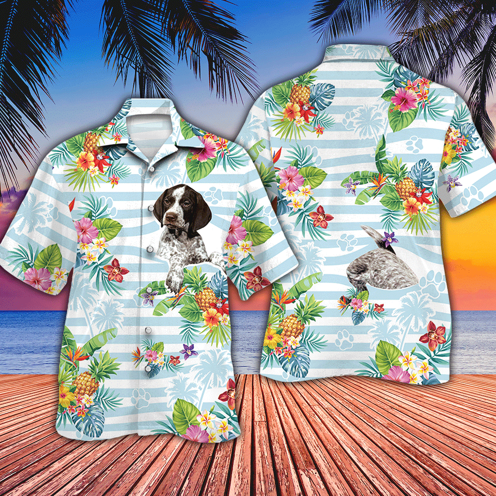 German Shorthaired Pointer Dog Lovers Striped Hawaiian Shirt Ha42177