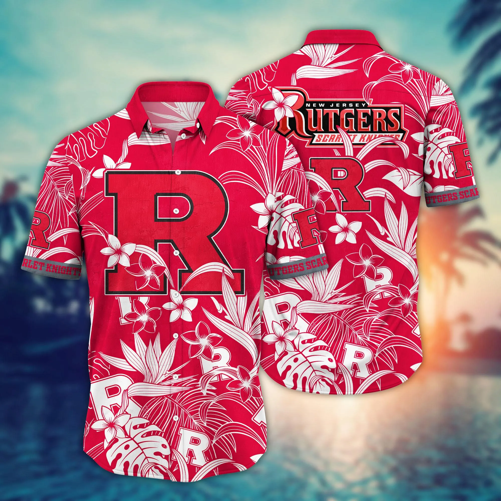 Rutgers Scarlet Knights NCCA Hawaiian Shirt Sunburntime Aloha Shirt