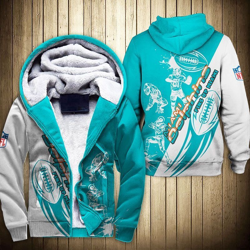 Miami Dolphins Fleece Jacket 3D Graphic Cartoon Player