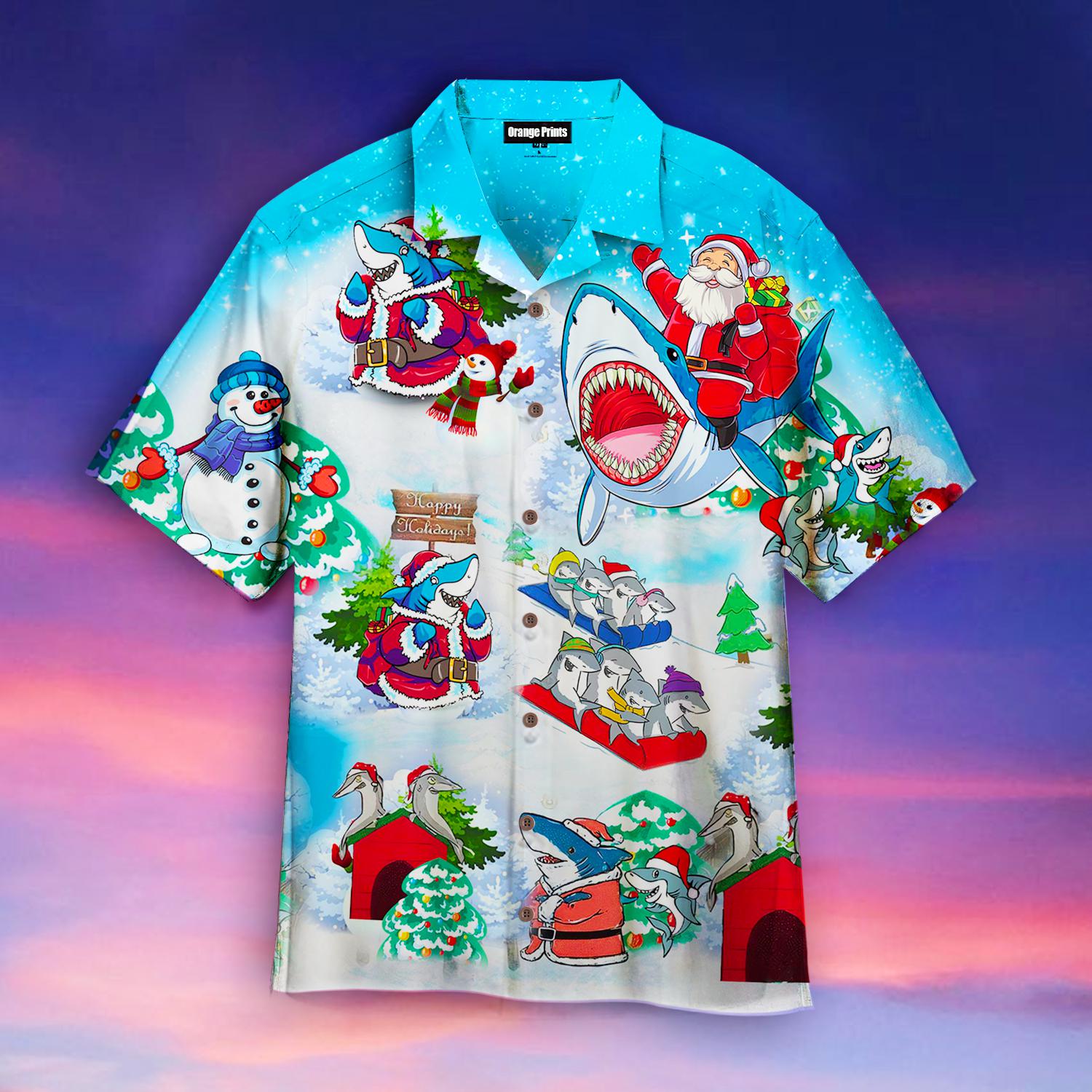 Christmas Shark Hawaiian Shirt | For Men & Women | Adult | Hw2009