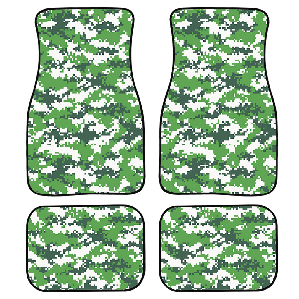 Green And White Digital Camo Print Front And Back Car Floor Mats, Front Car Mat