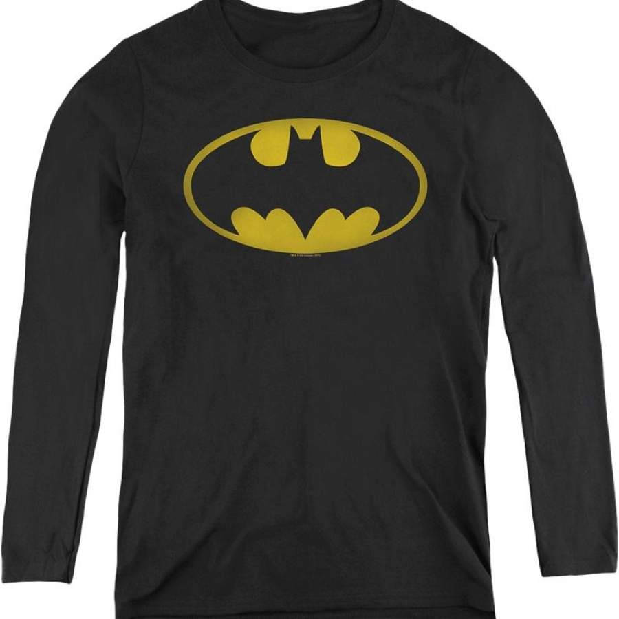 Womens Bat Symbol Batman Long Sleeve Shirt