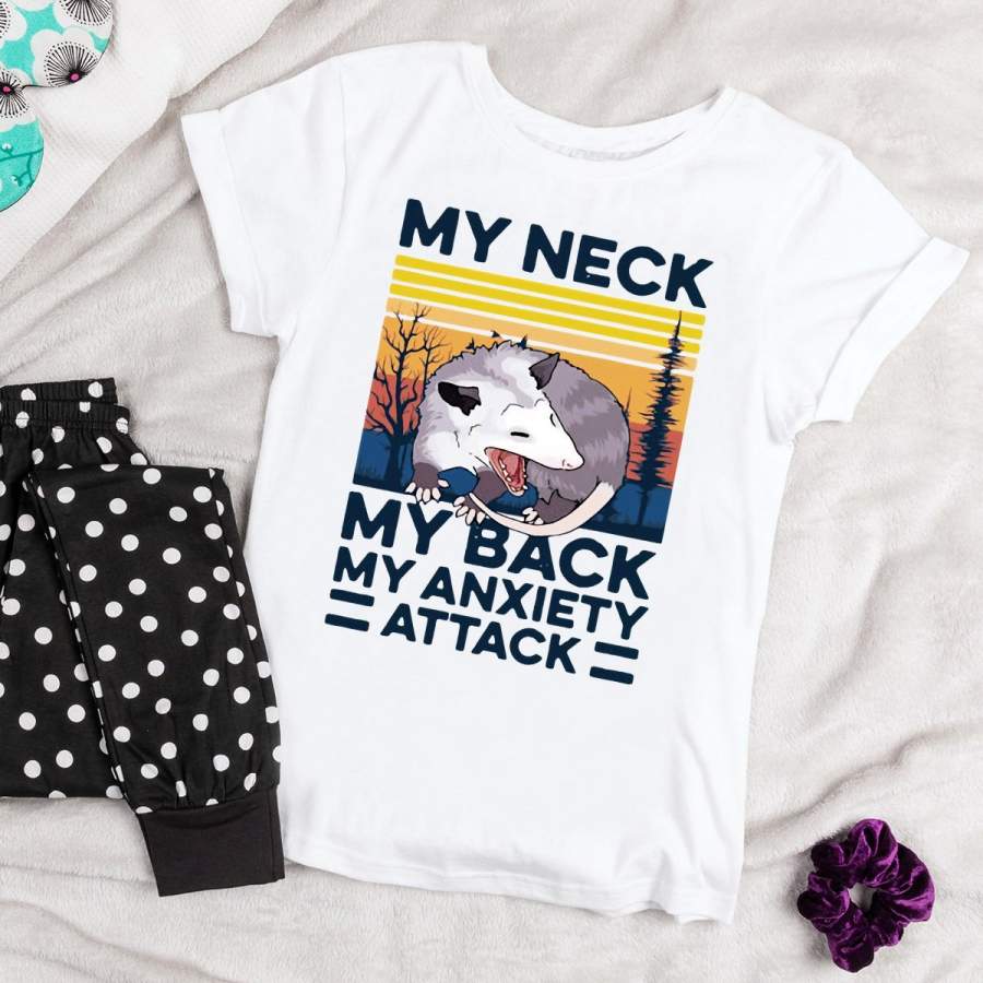 Animal My Neck My Back My Anxiety Attack Vintage White Cotton T Shirt For Men and Women S-6XL