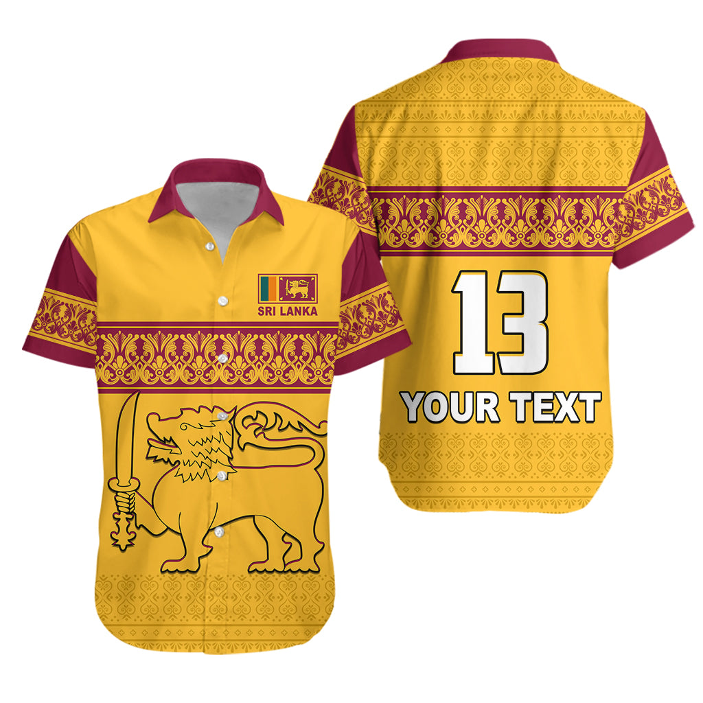 (Custom Text And Number) Sri Lanka Hawaiian Shirt Traditional Pattern And Lion Flag Lt13