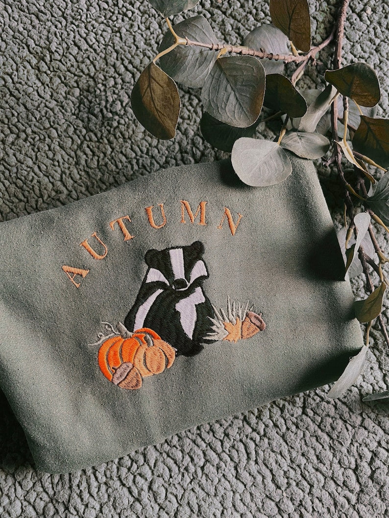 Animal Autumn Pumpkins Halloween Embroidered Sweatshirt 2D Crewneck Sweatshirt All Over Print Sweatshirt For Women Sweatshirt For Men Sws4310