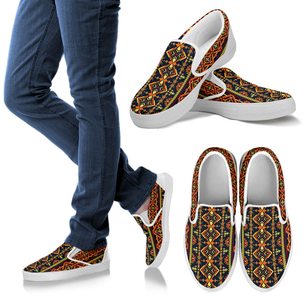 Kente Classic Design African Print Men Slip Ons Shoes