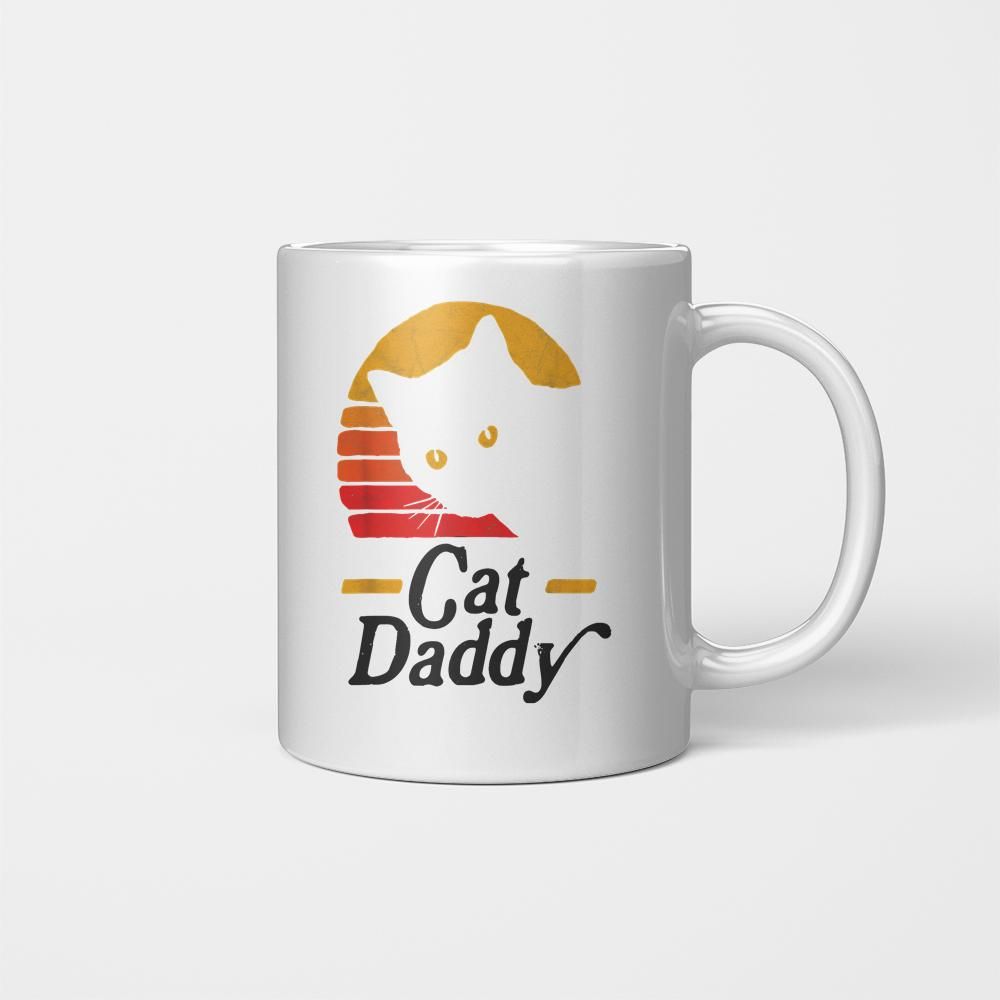 Cat Daddy Vintage Eighties Style Cat Retro Distressed Father’s Day Mug Ceramic White 11oz 15oz