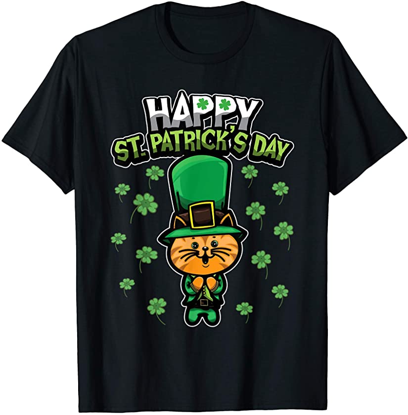 Leprechaun Kitten – Sweet Shamrock Animals – Cat T-Shirt