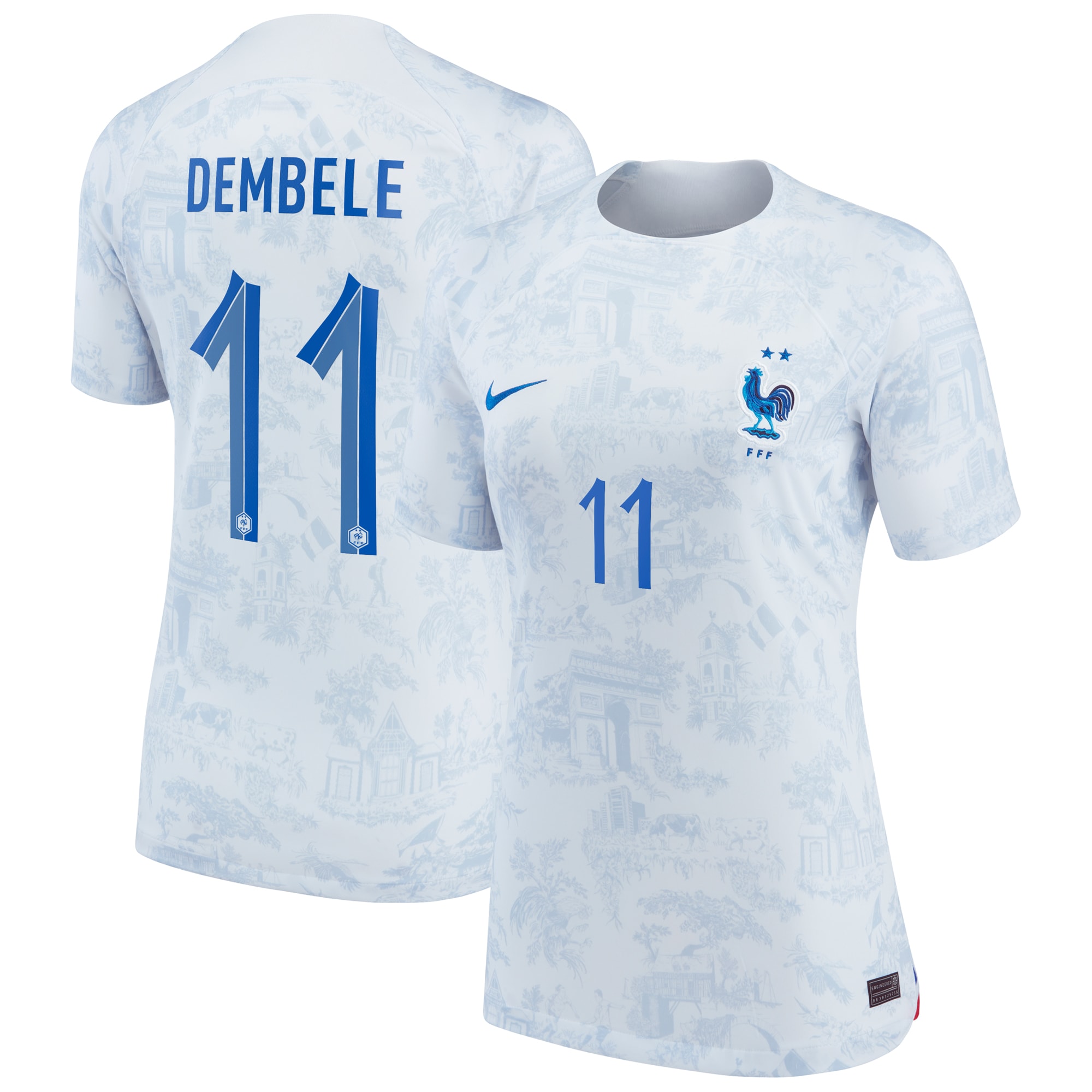 Ousmane Dembele France National Team Women's 2022/23 Away Breathe Stadium Replica Jersey – White