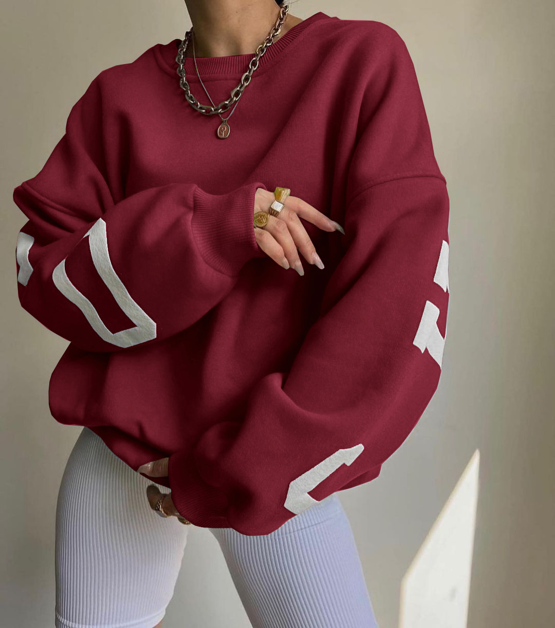 Sweatshirt Women Clothing Letter Print Loose Long Sleeve Top O Neck Thicken Fashion Casual Sweatshirts Autumn Winter Pullover alx