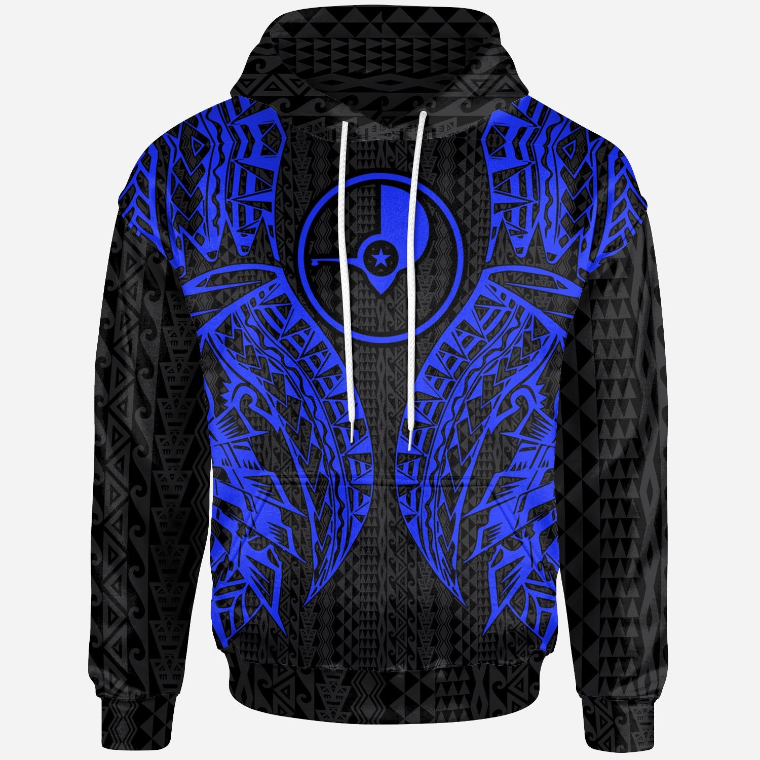 Yap Hoodie – Micronesian Lion Head Blue Style