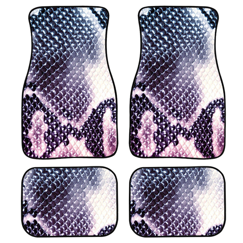 Purple And Blue Snakeskin Print Front And Back Car Floor Mats, Front Car Mat