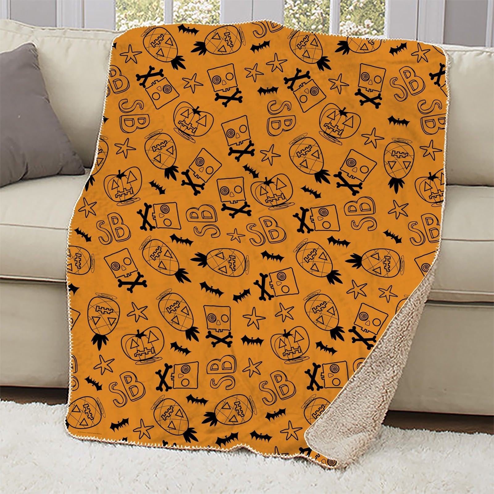 Spongebob Trick-Or-Treat Halloween Sherpa Blanket